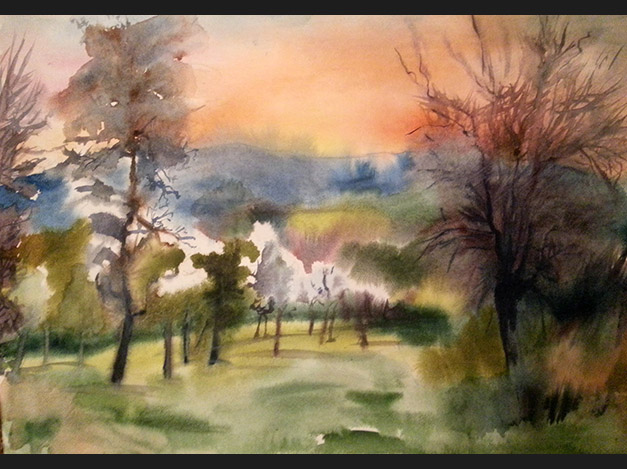 The first minutes of the spring sunrise